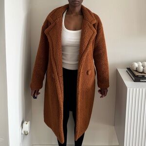 Fashion Nova Brown Oversized Teddy Coat